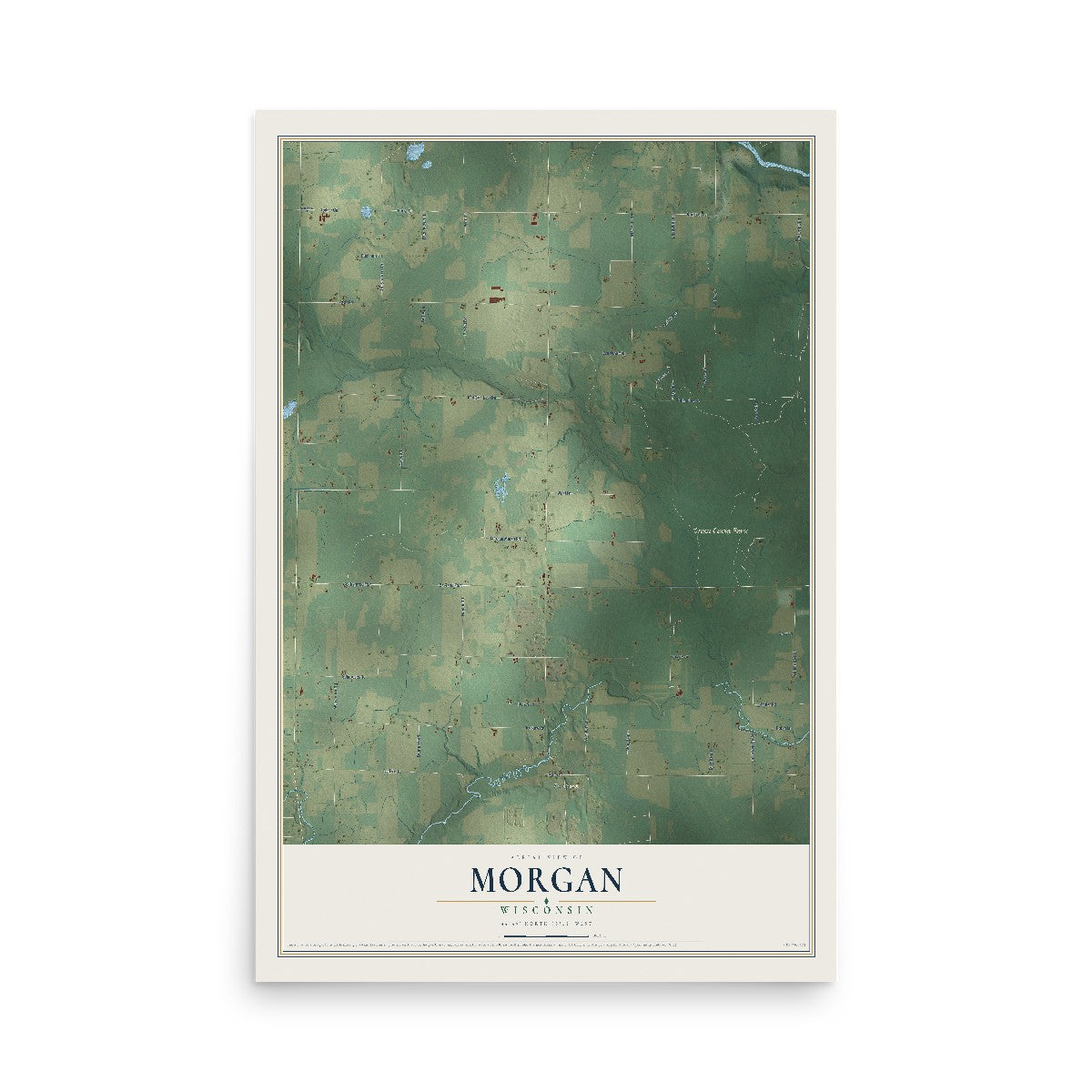 Map of Morgan, Wisconsin, 12 x 18 inch unframed archival matte print