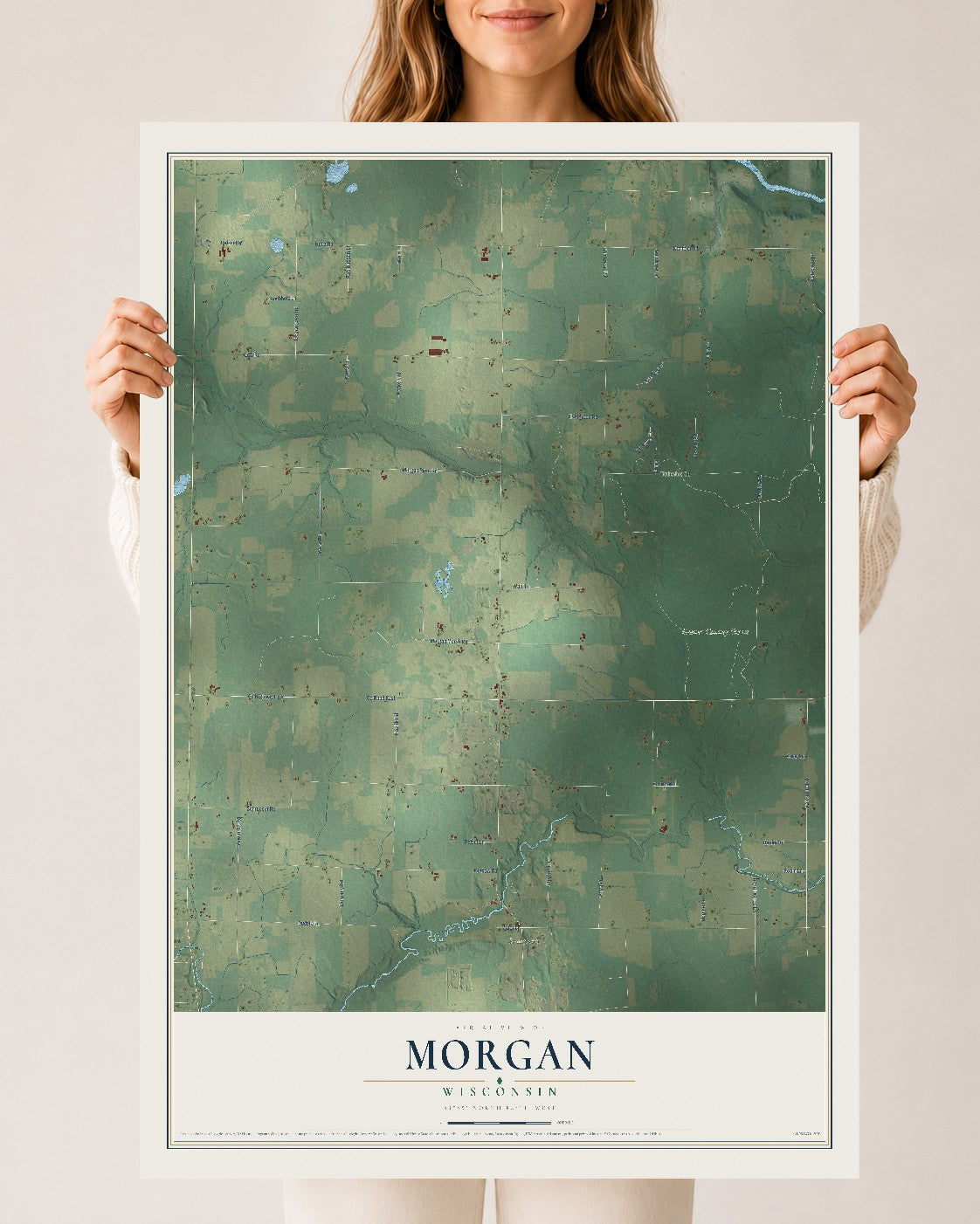 Map of Morgan, Wisconsin, 24 x 36 inch unframed archival matte print