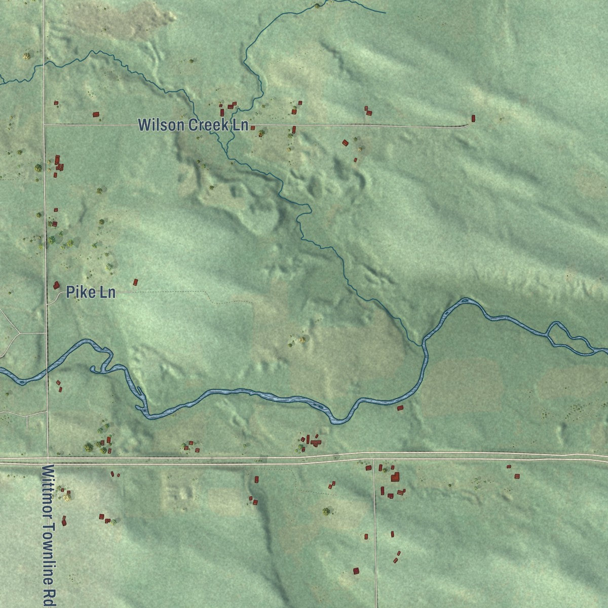 Close-up of the map of Morris, Wisconsin print showing street and building detail