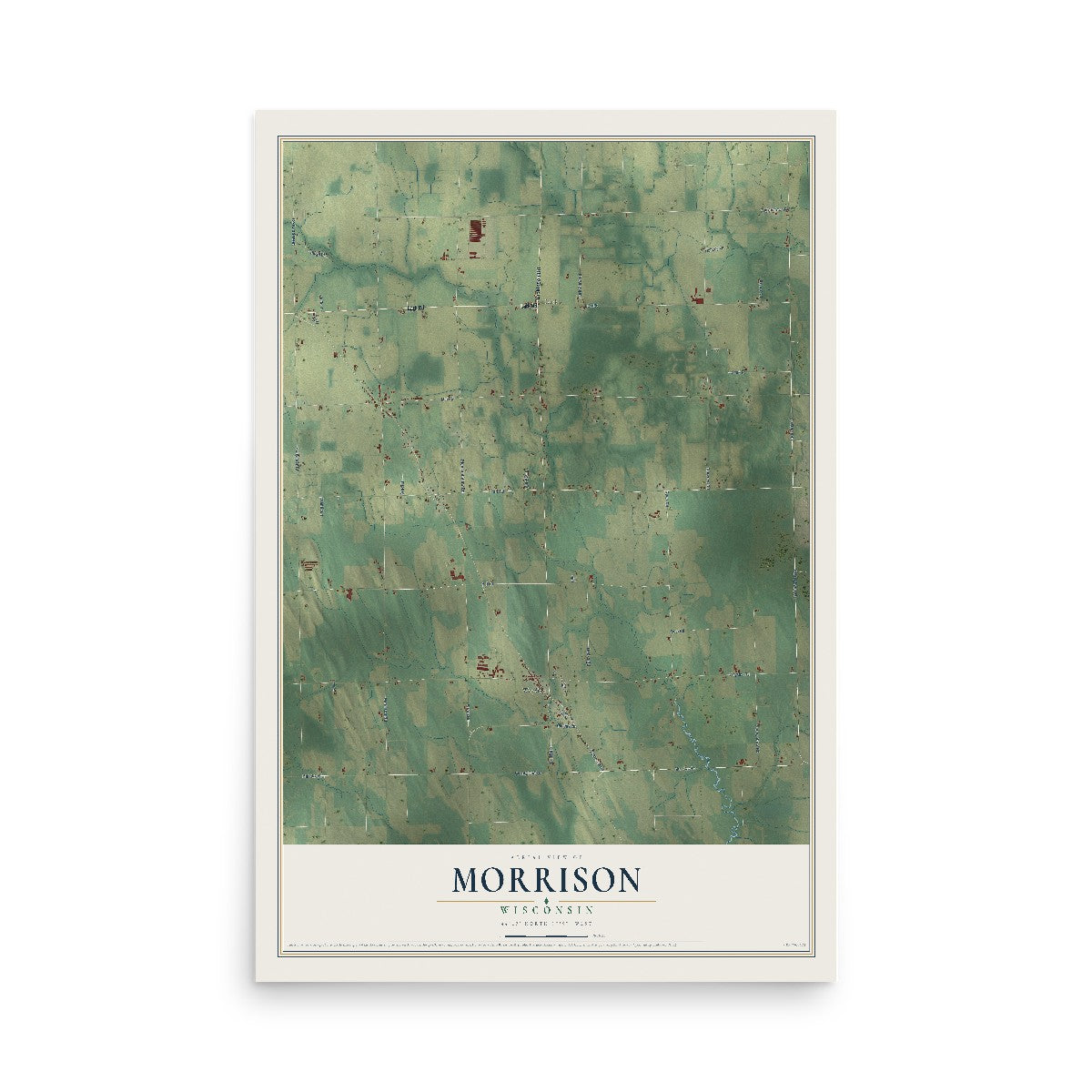Map of Morrison, Wisconsin, 12 x 18 inch unframed archival matte print