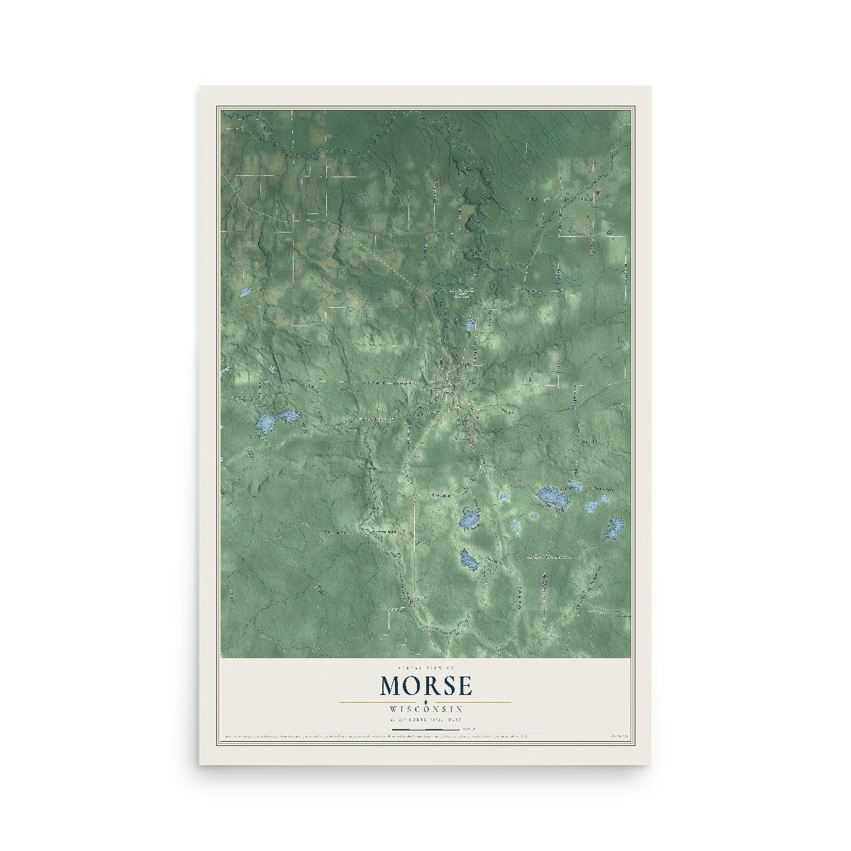 Map of Morse, Wisconsin, 12 x 18 inch unframed archival matte print