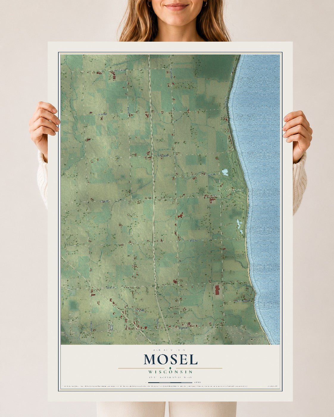 Map of Mosel, Wisconsin, 24 x 36 inch unframed archival matte print