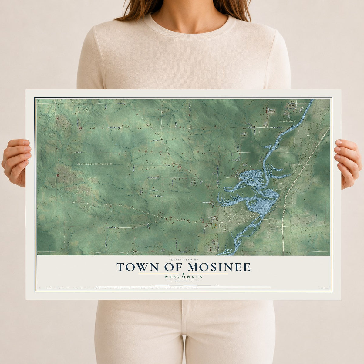 Map of the Town of Mosinee, Wisconsin, 12 x 18 inch unframed archival matte print