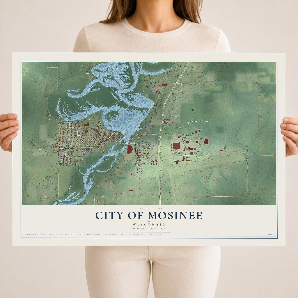 Map of Mosinee, Wisconsin, 18 x 24 inch unframed archival matte print