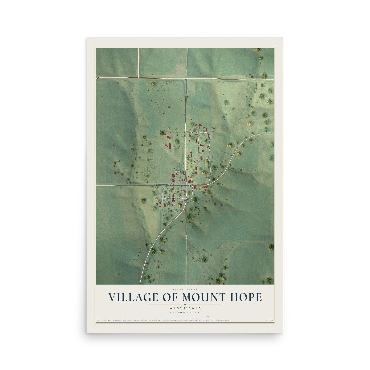 Map of Mount Hope, Wisconsin, 12 x 18 inch unframed archival matte print