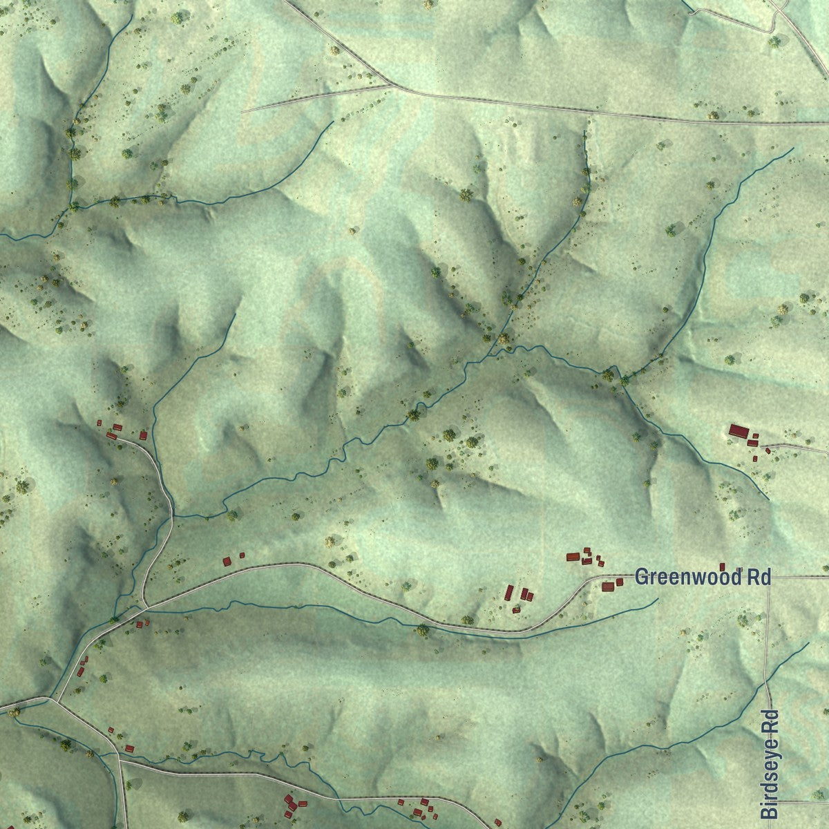 Close-up of the map of Mount Ida, Wisconsin print showing street and building detail