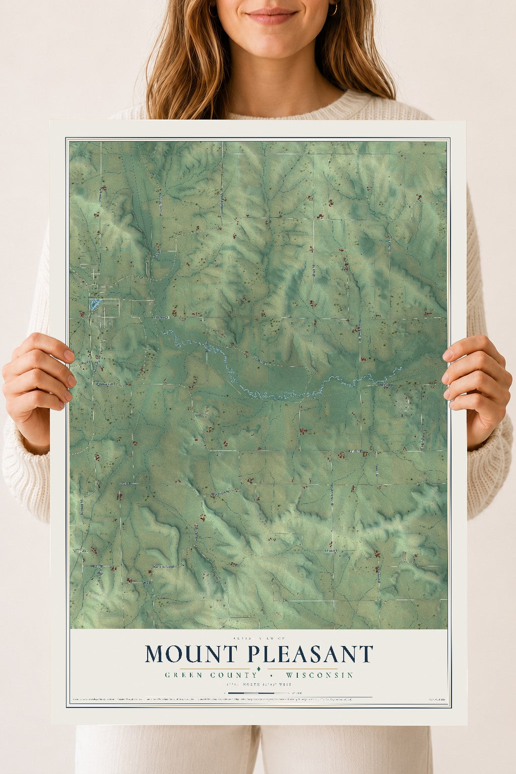 Map of Mount Pleasant, Green County, Wisconsin, 18 x 24 inch unframed archival matte print