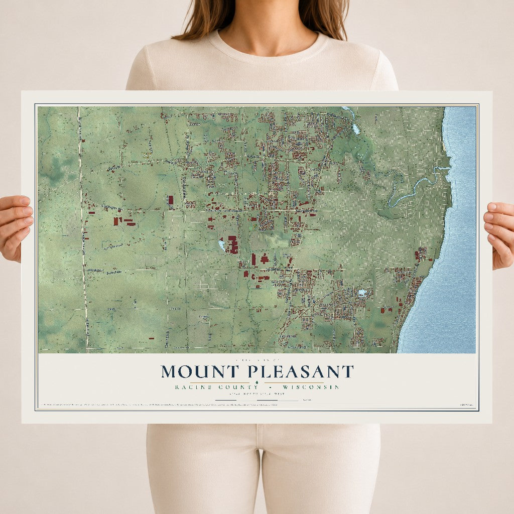 Map of Mount Pleasant, Racine County, Wisconsin, 18 x 24 inch unframed archival matte print