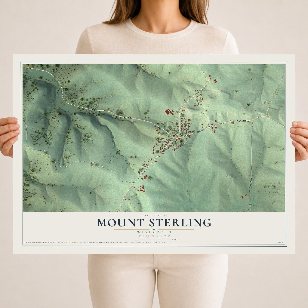 Map of Mount Sterling, Wisconsin, 18 x 24 inch unframed archival matte print
