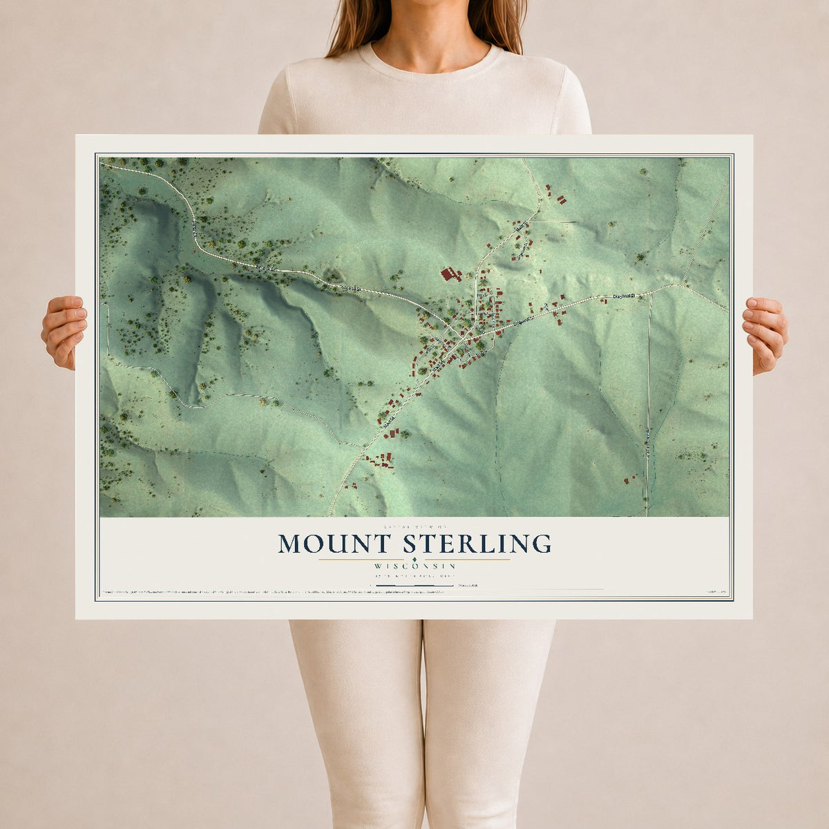 Map of Mount Sterling, Wisconsin, 24 x 36 inch unframed archival matte print