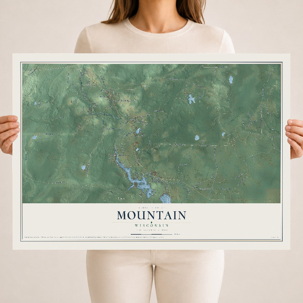 Map of Mountain, Wisconsin, 18 x 24 inch unframed archival matte print