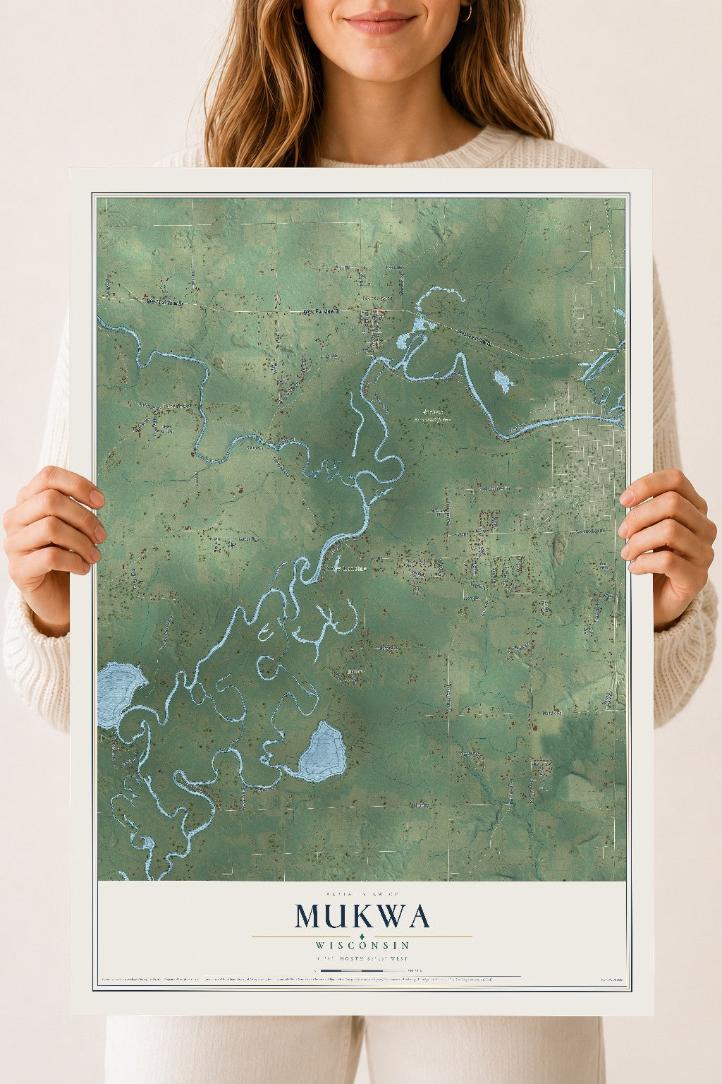 Map of Mukwa, Wisconsin, 18 x 24 inch unframed archival matte print