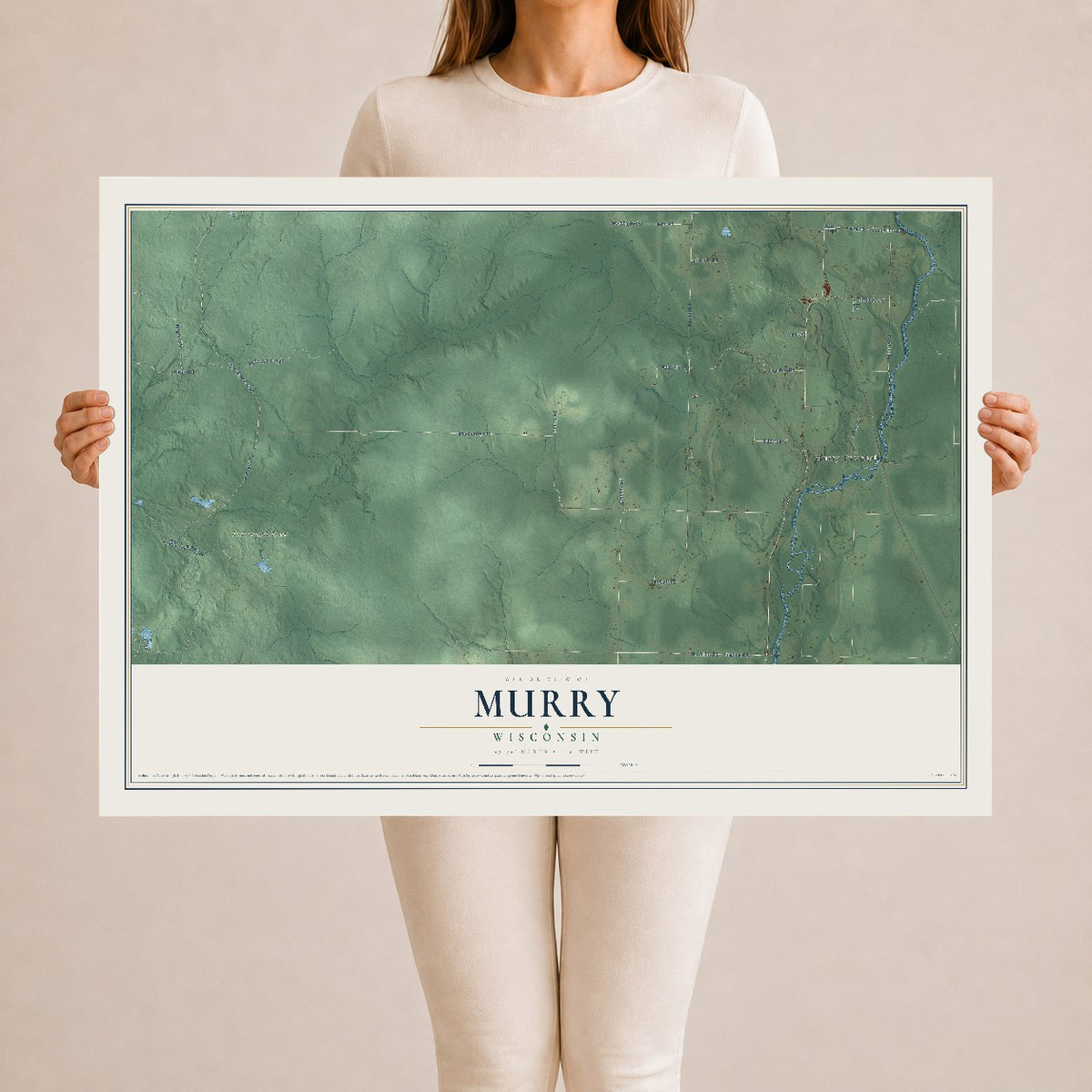 Map of Murry, Wisconsin, 24 x 36 inch unframed archival matte print