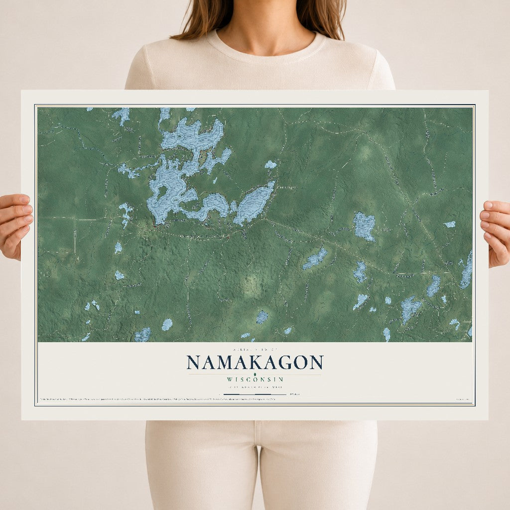 Map of Namakagon, Wisconsin, 18 x 24 inch unframed archival matte print