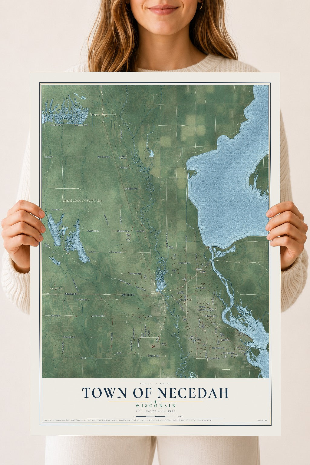 Map of the Town of Necedah, Wisconsin, 18 x 24 inch unframed archival matte print