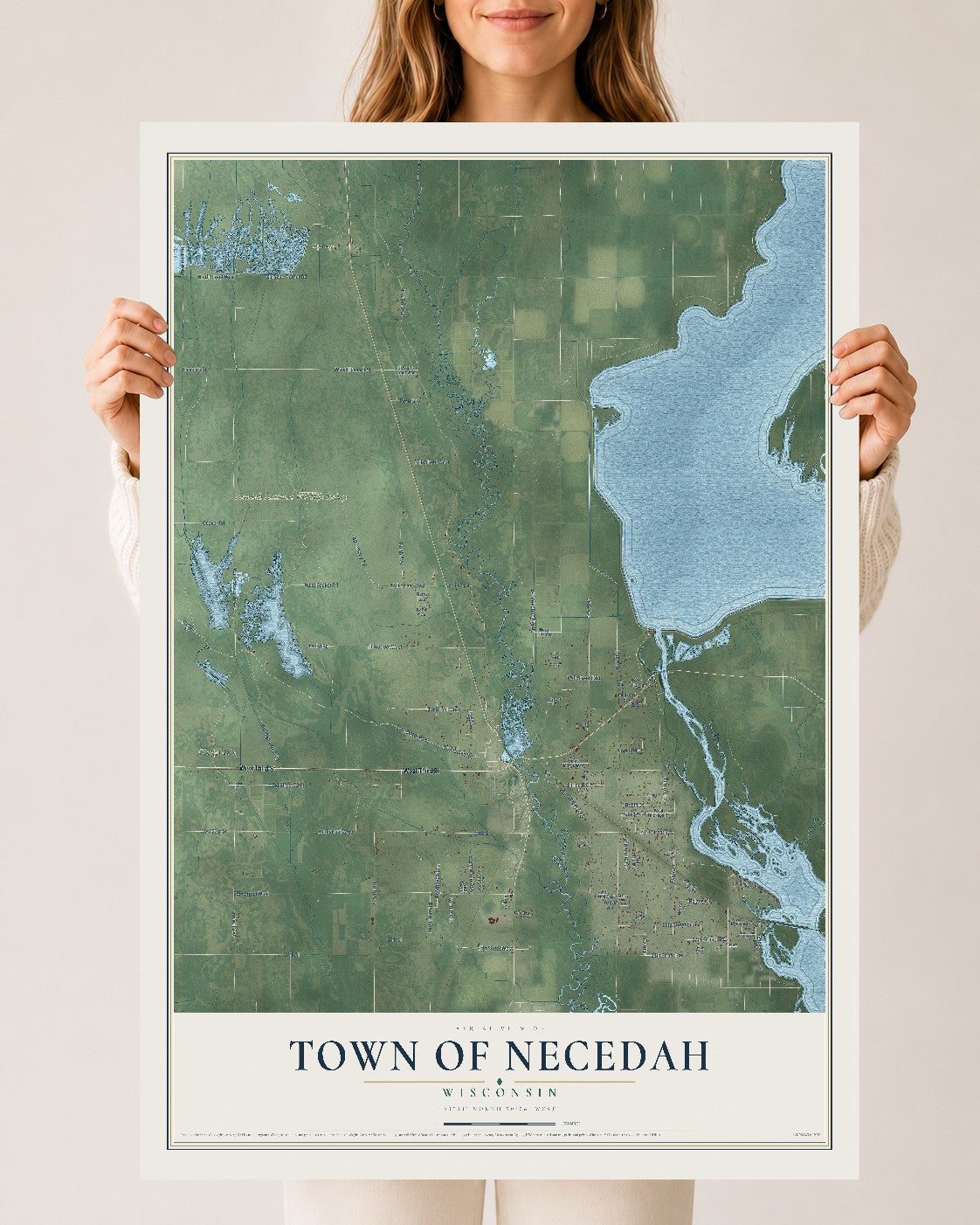 Map of the Town of Necedah, Wisconsin, 24 x 36 inch unframed archival matte print