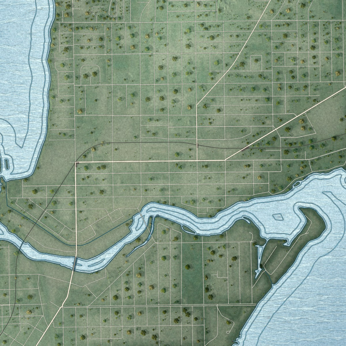 Close-up of the map of the Town of Neenah, Wisconsin print showing street and building detail
