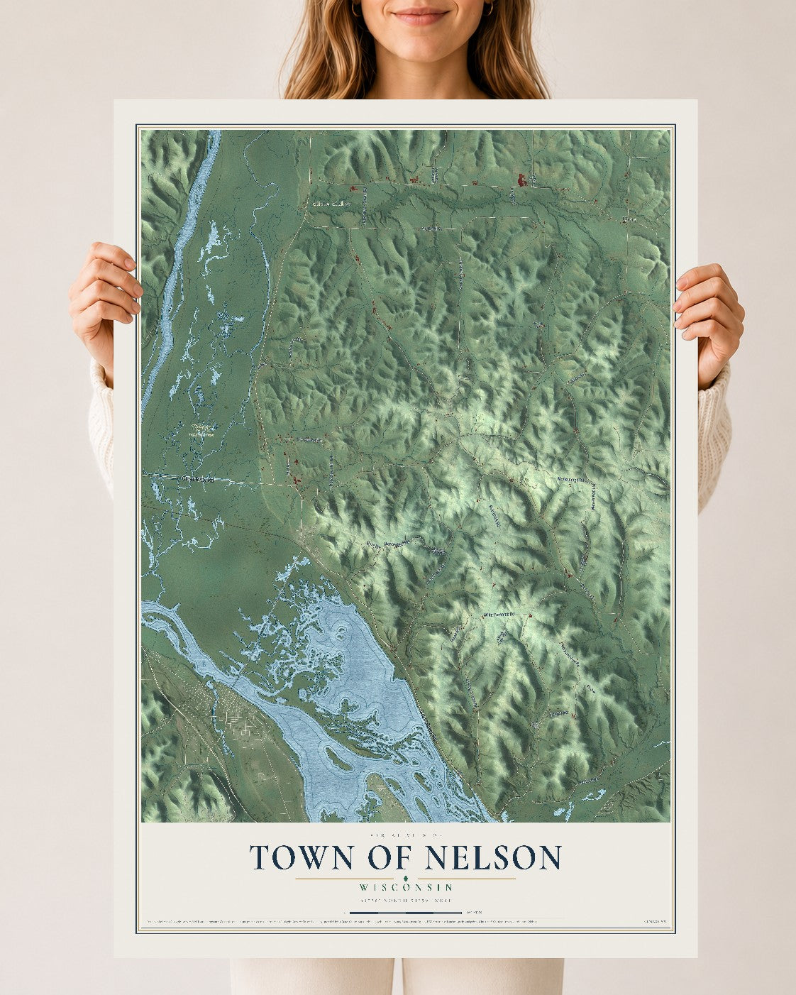 Map of the Town of Nelson, Wisconsin, 24 x 36 inch unframed archival matte print