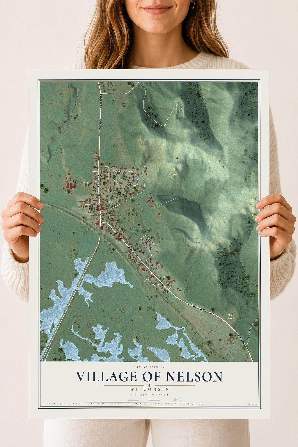 Map of Nelson, Wisconsin, 18 x 24 inch unframed archival matte print