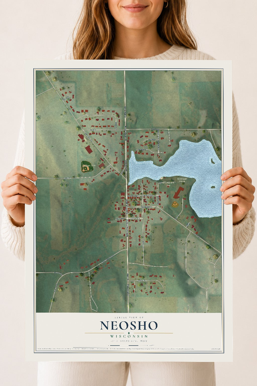 Map of Neosho, Wisconsin, 18 x 24 inch unframed archival matte print
