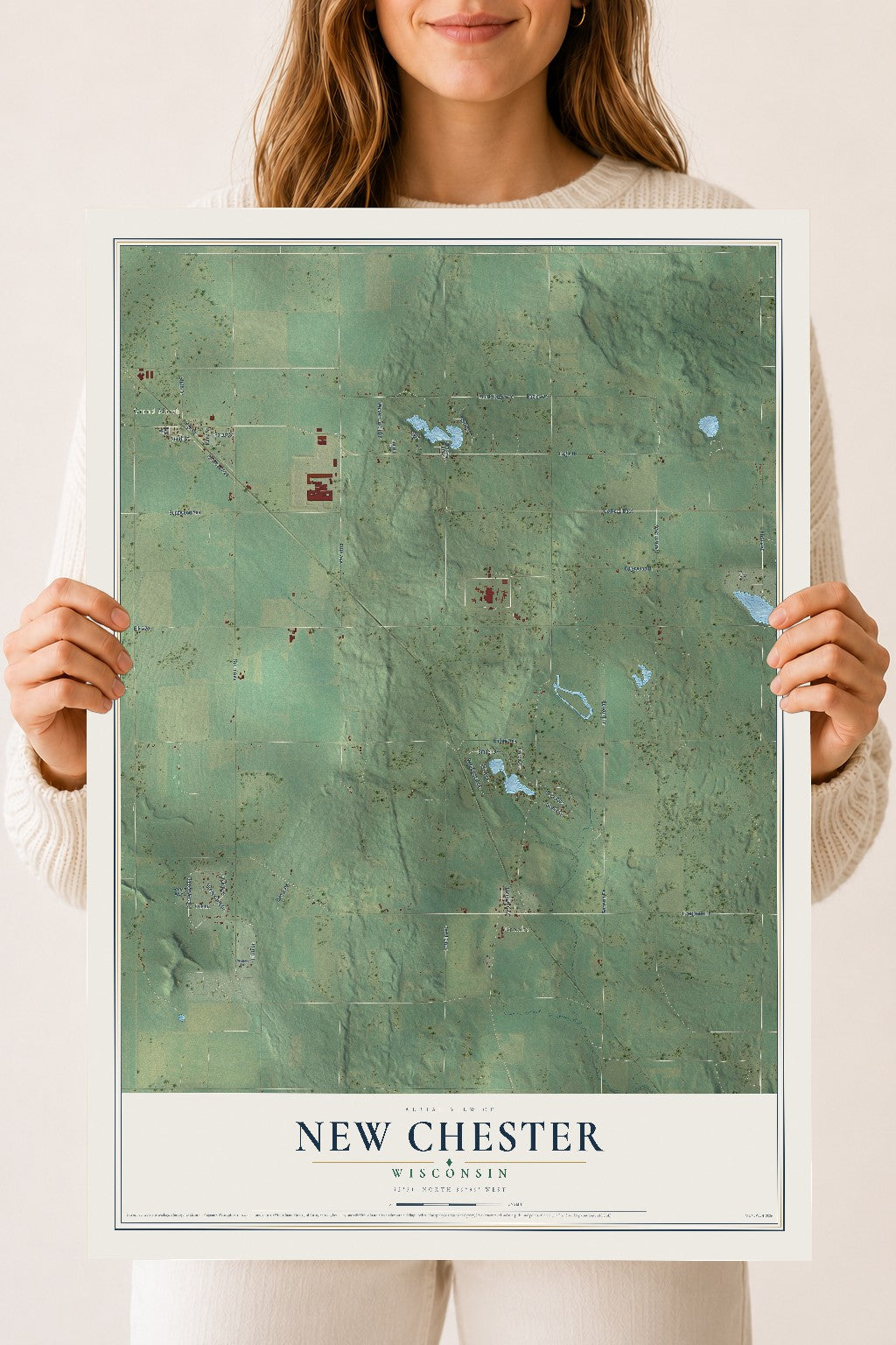 Map of New Chester, Wisconsin, 18 x 24 inch unframed archival matte print