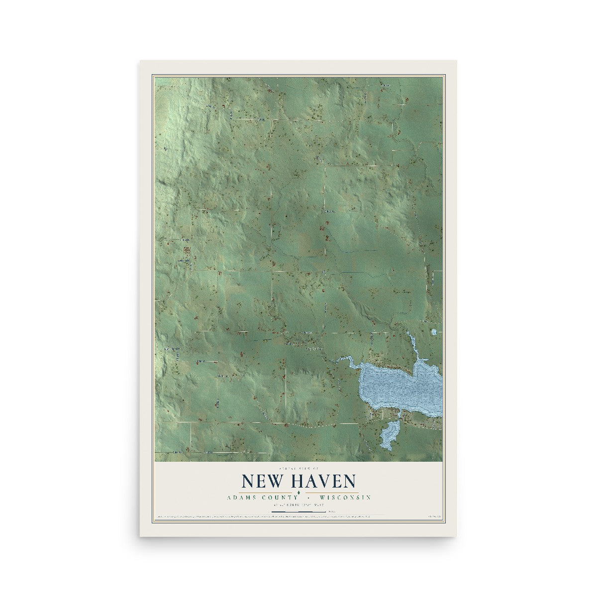 Map of New Haven, Adams County, Wisconsin, 12 x 18 inch unframed archival matte print