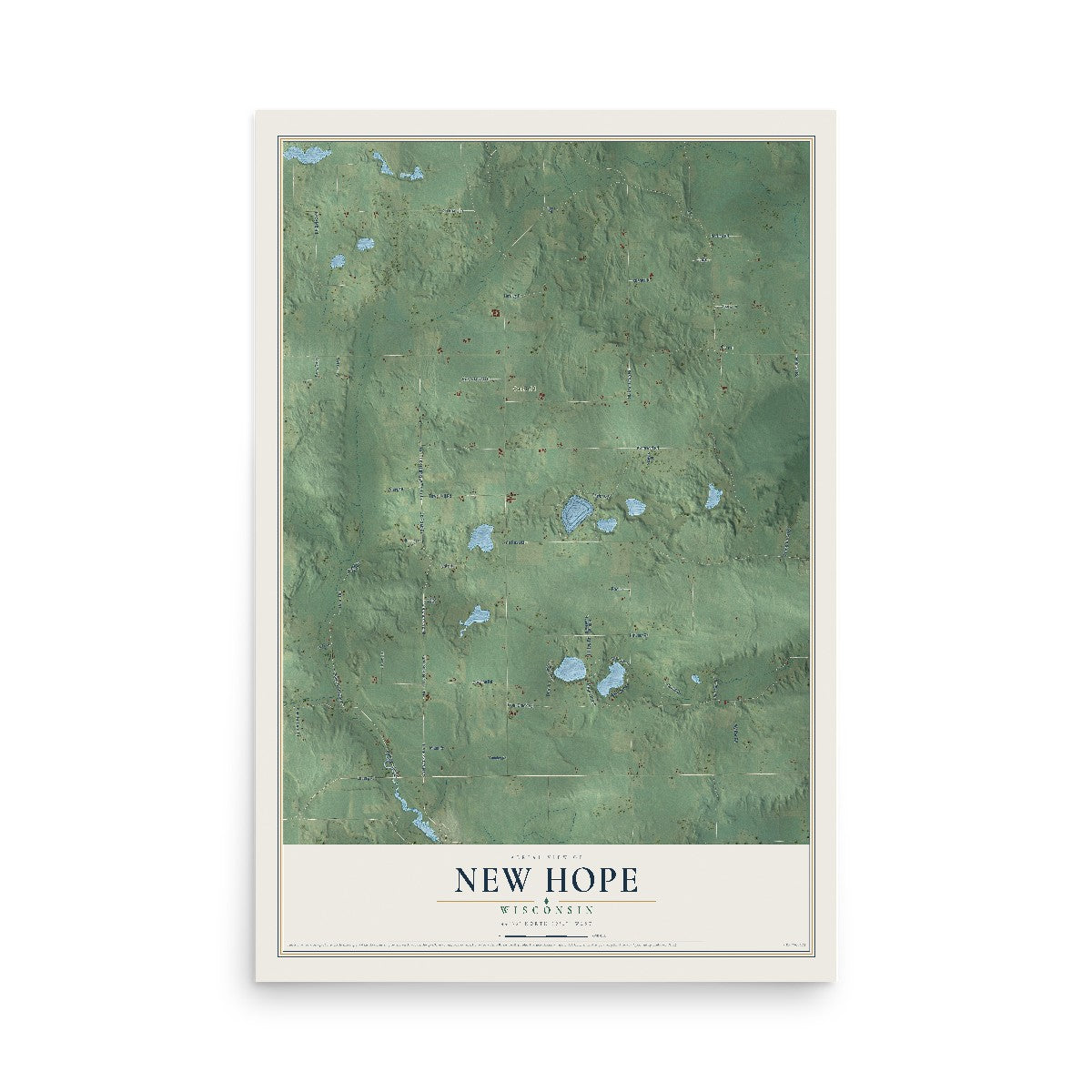 Map of New Hope, Wisconsin, 12 x 18 inch unframed archival matte print