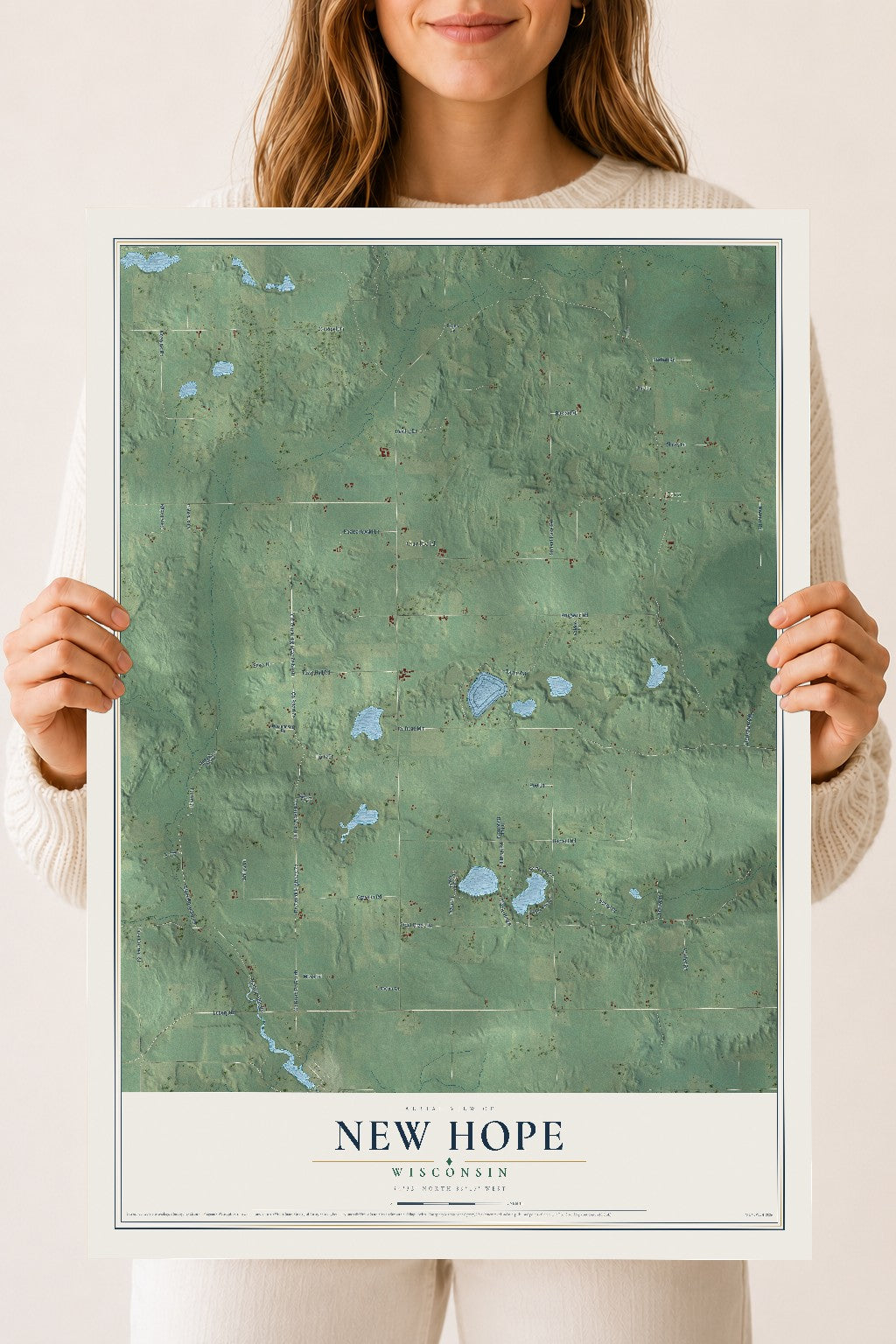Map of New Hope, Wisconsin, 18 x 24 inch unframed archival matte print