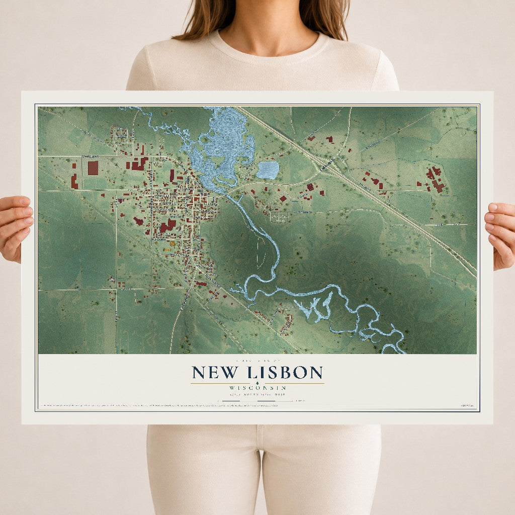 Map of New Lisbon, Wisconsin, 18 x 24 inch unframed archival matte print