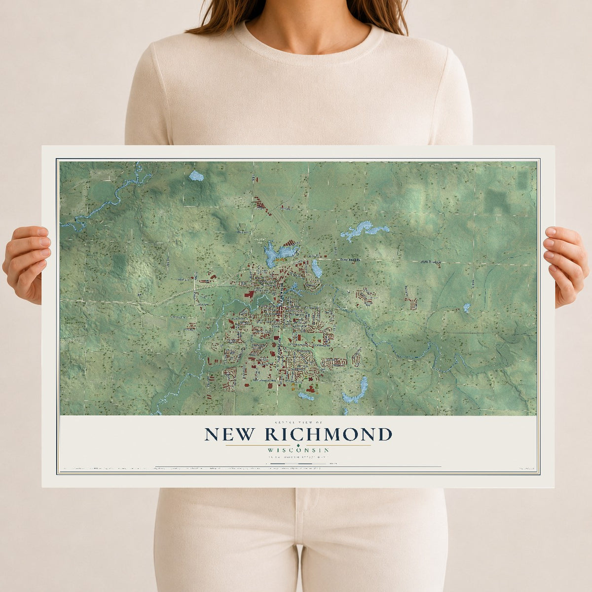 Map of New Richmond, Wisconsin, 12 x 18 inch unframed archival matte print