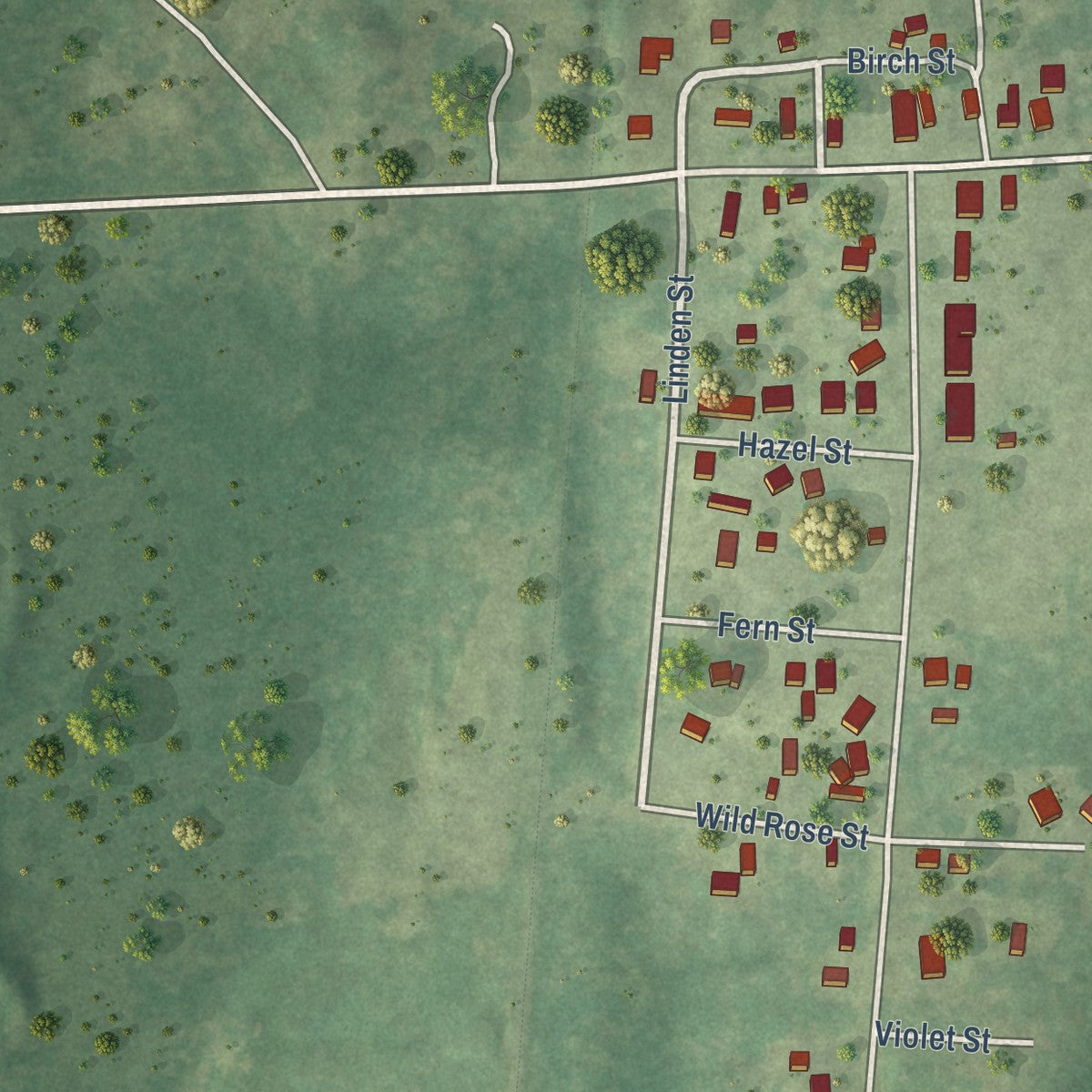 Close-up of the map of Newald, Wisconsin print showing street and building detail