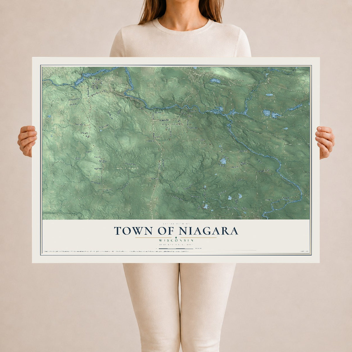 Map of the Town of Niagara, Wisconsin, 24 x 36 inch unframed archival matte print