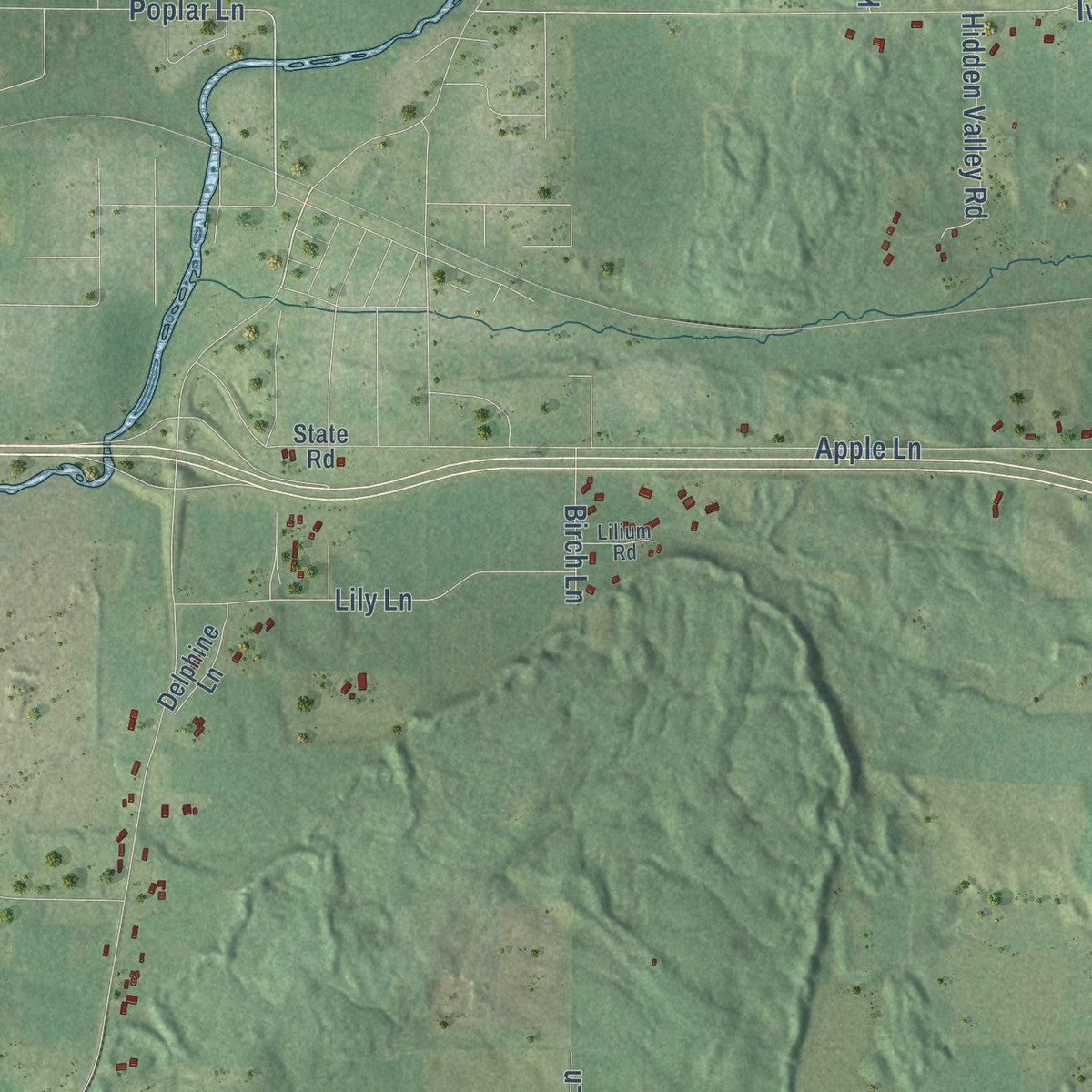 Close-up of the map of Norrie, Wisconsin print showing street and building detail