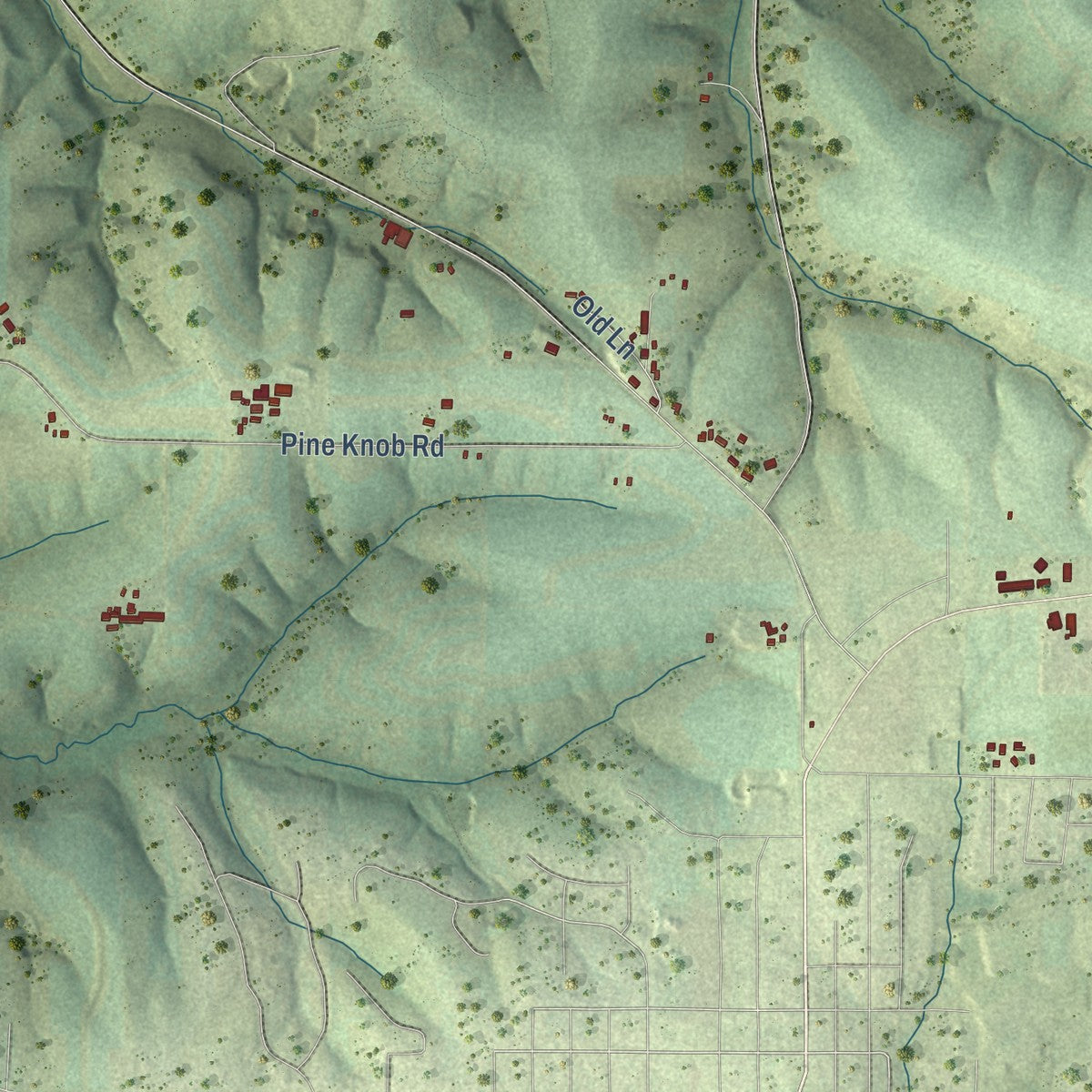 Close-up of the map of North Lancaster, Wisconsin print showing street and building detail
