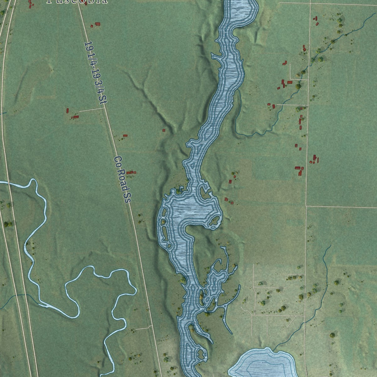Second close-up of the map of Oak Grove, Barron County, Wisconsin print showing more streets and buildings