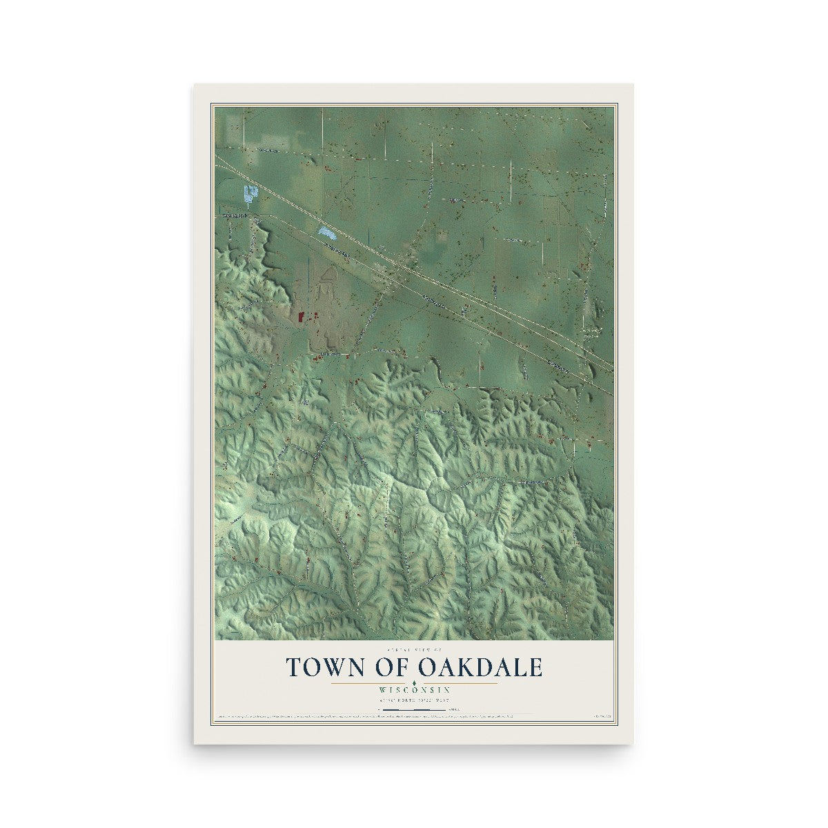 Map of the Town of Oakdale, Wisconsin, 12 x 18 inch unframed archival matte print