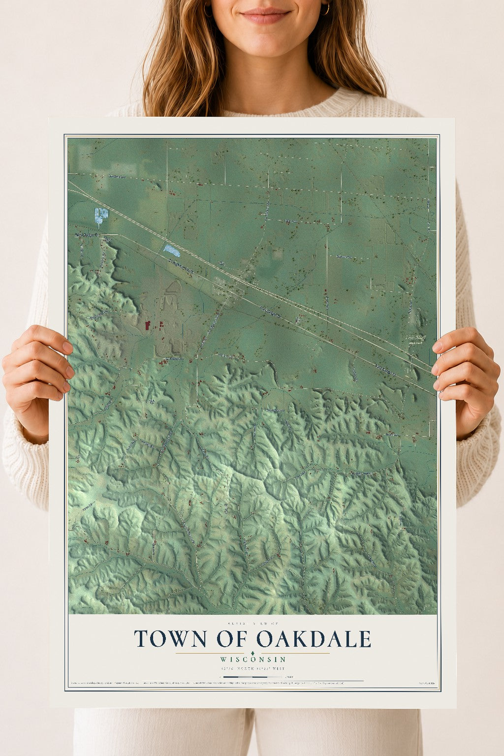 Map of the Town of Oakdale, Wisconsin, 18 x 24 inch unframed archival matte print