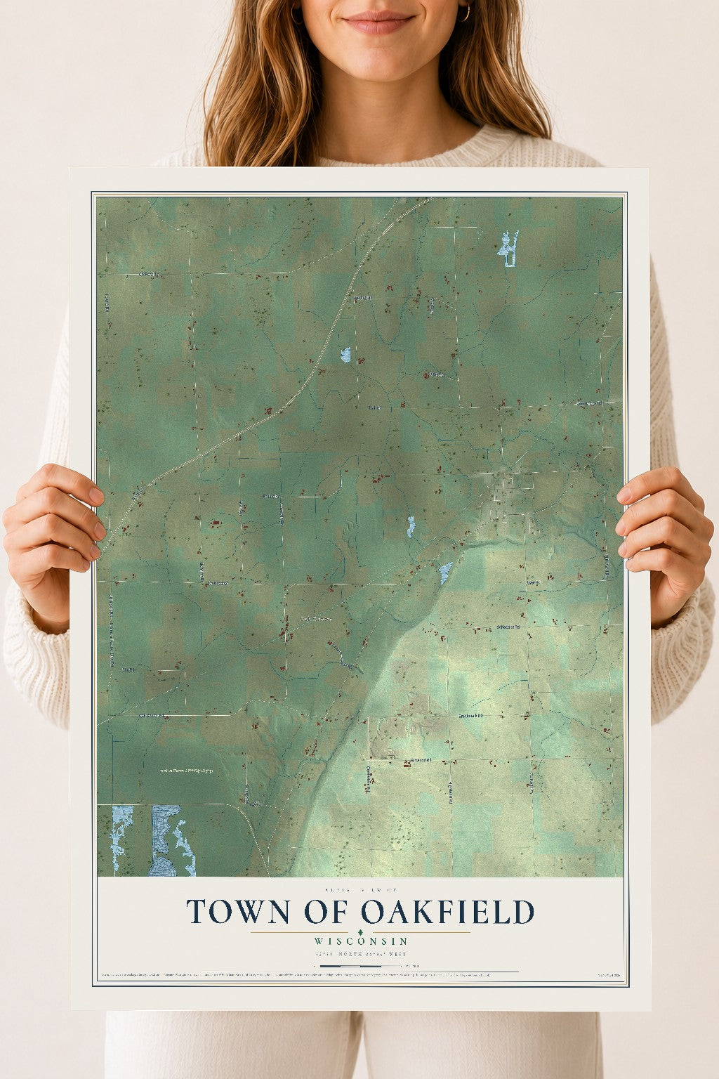 Map of the Town of Oakfield, Wisconsin, 18 x 24 inch unframed archival matte print