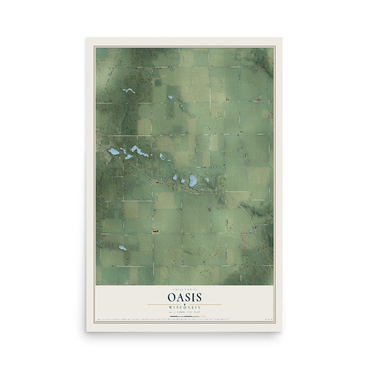 Map of Oasis, Wisconsin, 12 x 18 inch unframed archival matte print