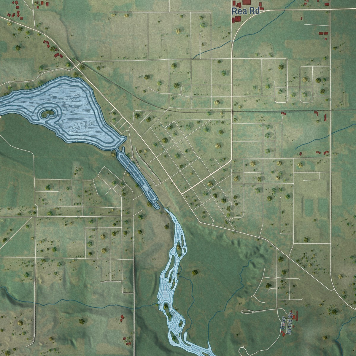 Close-up of the map of the Town of Oconto Falls, Wisconsin print showing street and building detail
