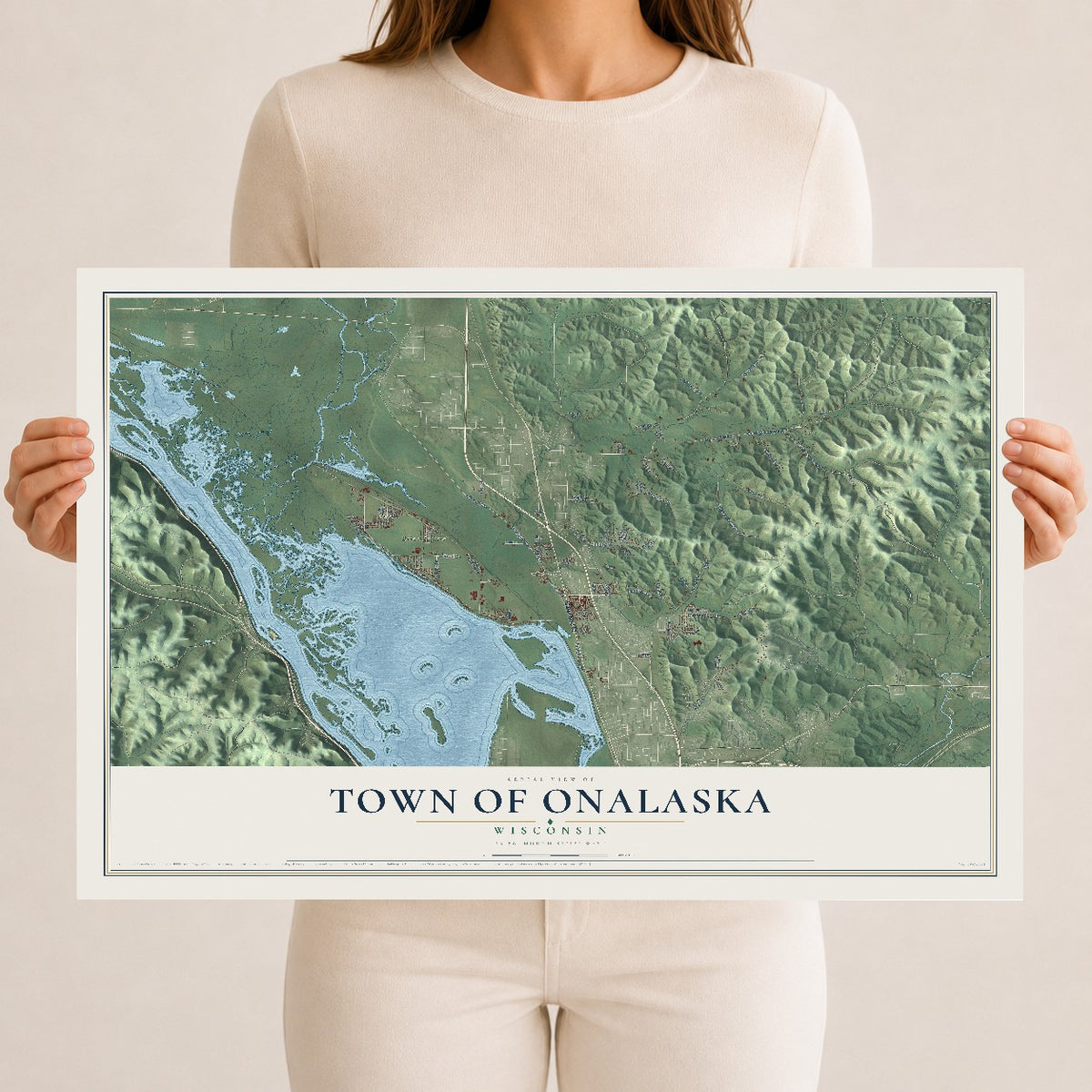 Map of the Town of Onalaska, Wisconsin, 12 x 18 inch unframed archival matte print