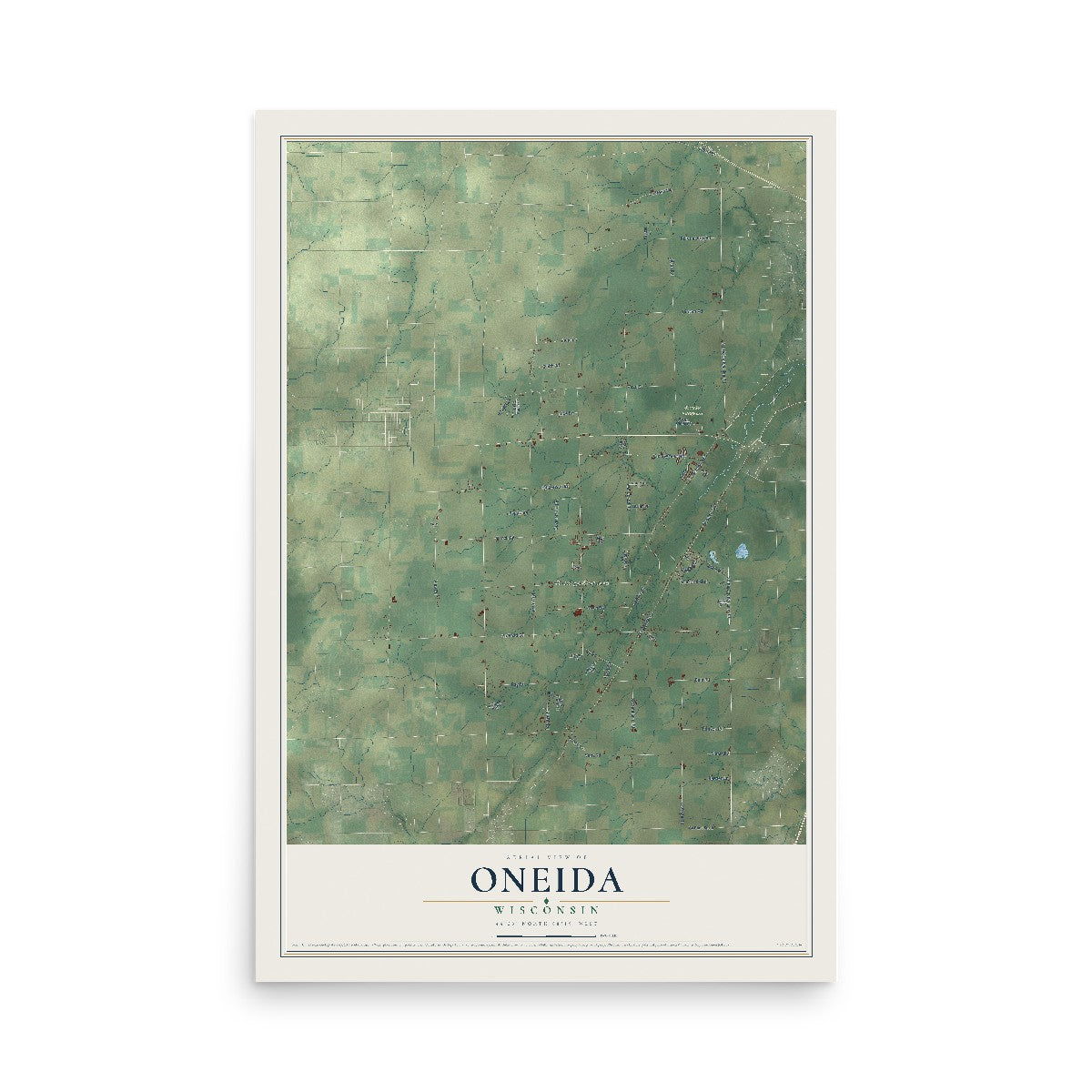 Map of Oneida, Wisconsin, 12 x 18 inch unframed archival matte print