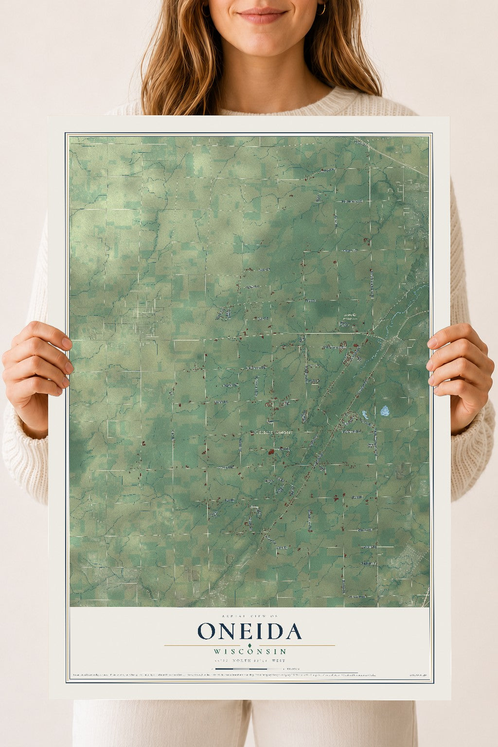 Map of Oneida, Wisconsin, 18 x 24 inch unframed archival matte print