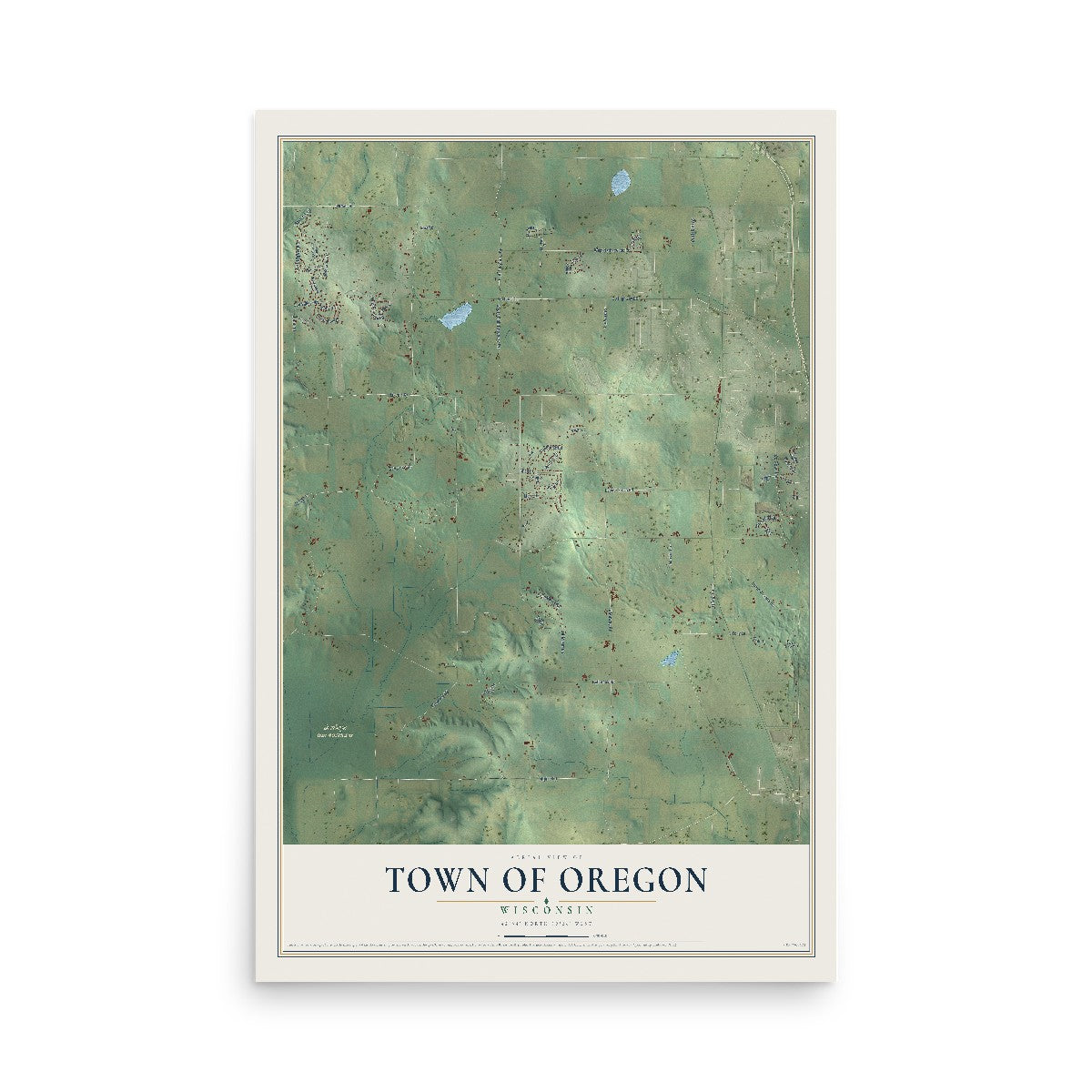 Map of the Town of Oregon, Wisconsin, 12 x 18 inch unframed archival matte print