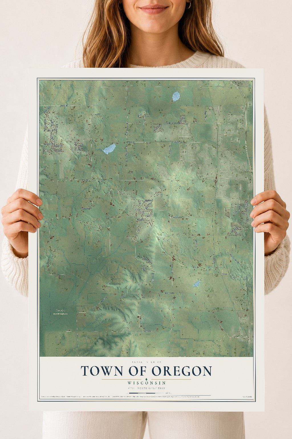 Map of the Town of Oregon, Wisconsin, 18 x 24 inch unframed archival matte print