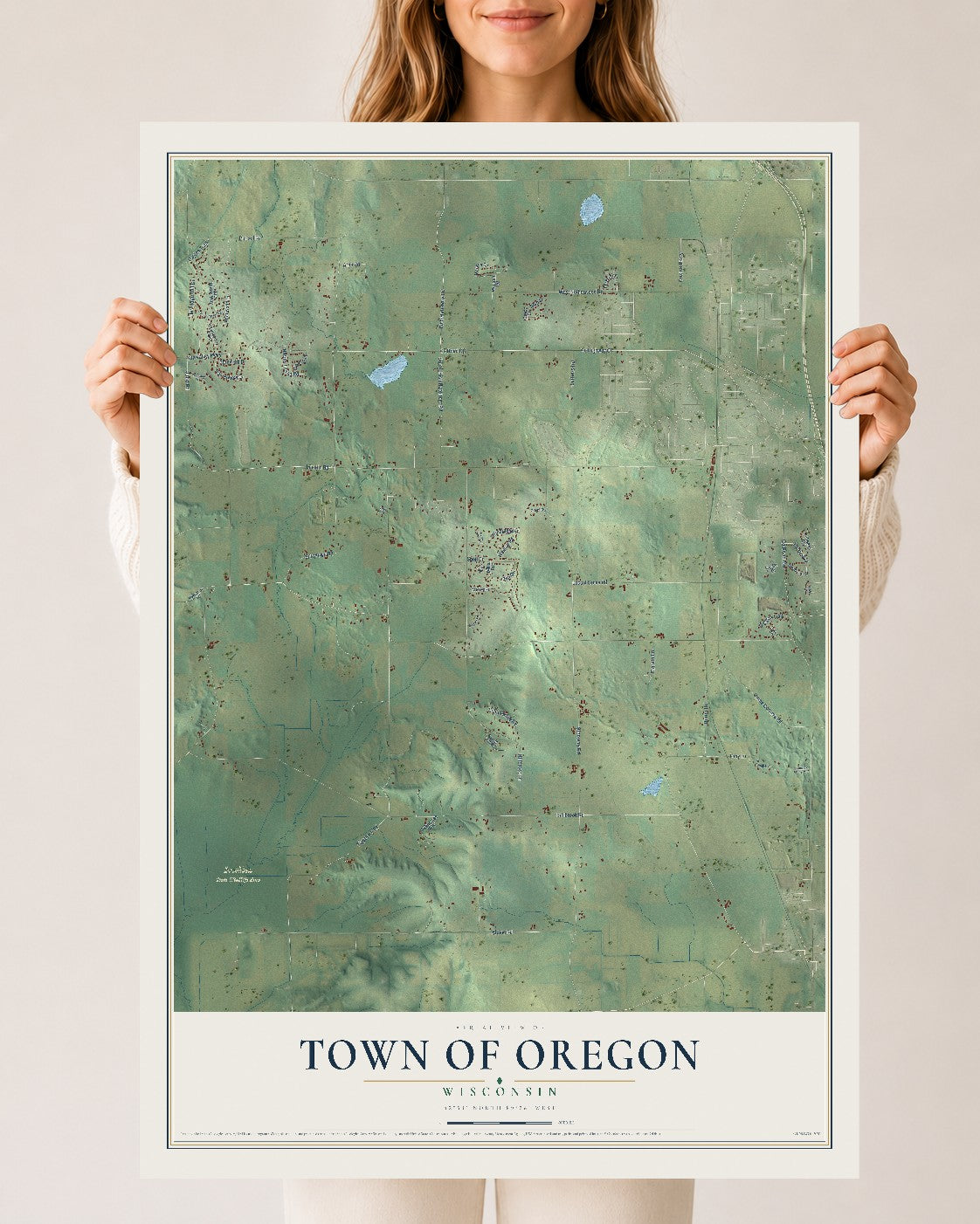 Map of the Town of Oregon, Wisconsin, 24 x 36 inch unframed archival matte print