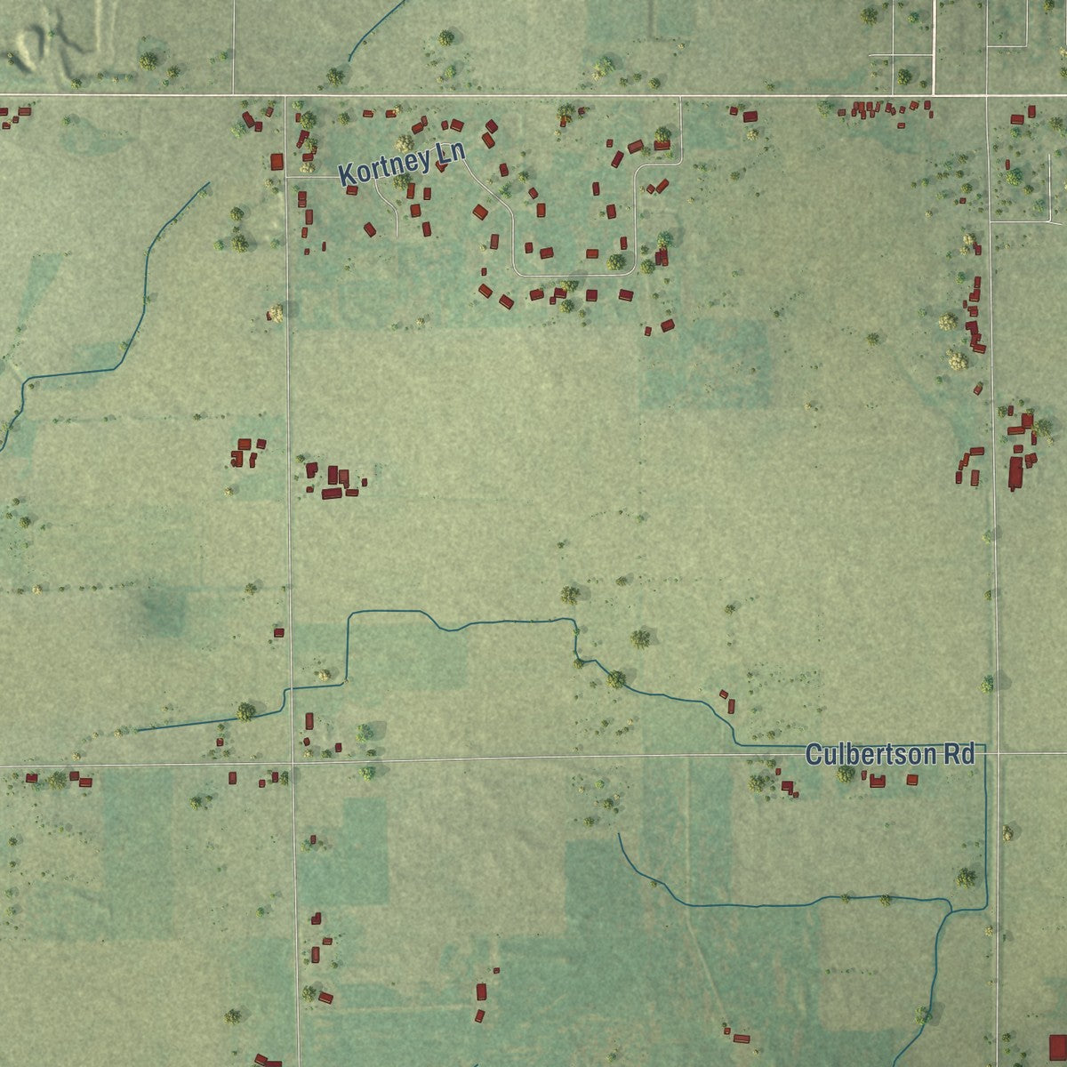 Close-up of the map of Osborn, Wisconsin print showing street and building detail