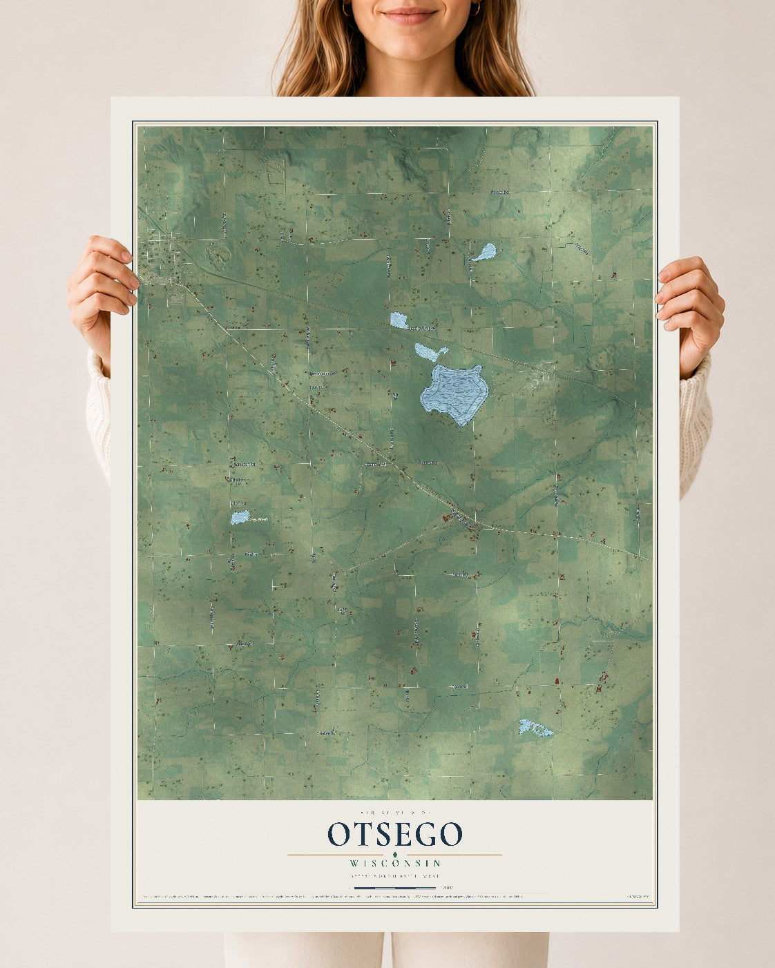 Map of Otsego, Wisconsin, 24 x 36 inch unframed archival matte print