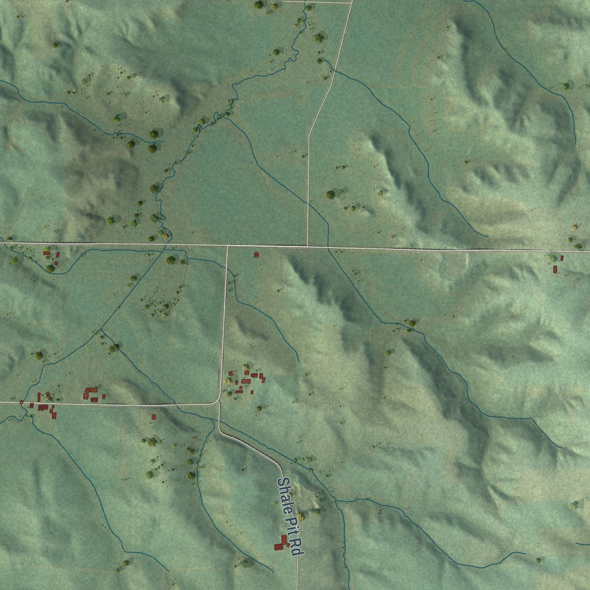 Second close-up of the map of Otter Creek, Eau Claire County, Wisconsin print showing more streets and buildings