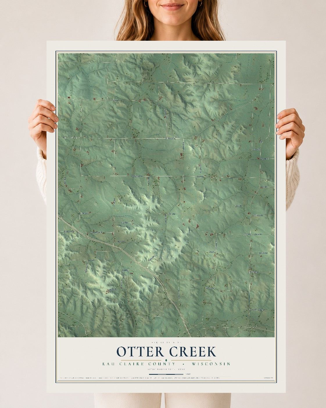 Map of Otter Creek, Eau Claire County, Wisconsin, 24 x 36 inch unframed archival matte print
